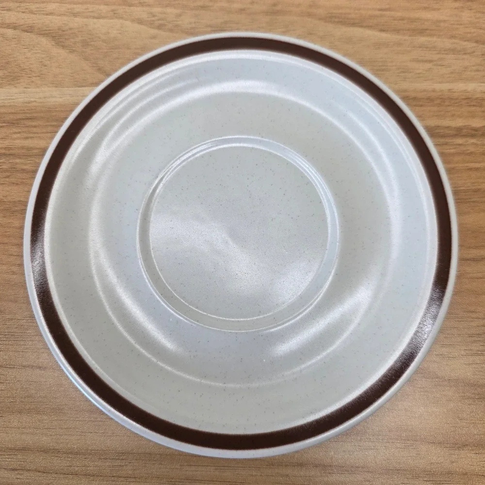 4 Vintage Woodhaven Collection Sandusky Saucers Stoneware Brown Band Japan